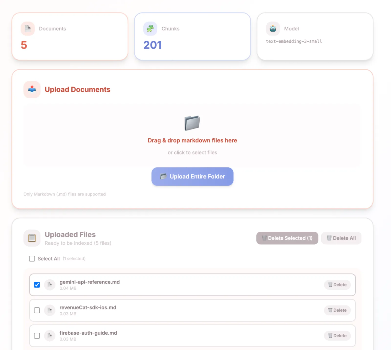 Doc-MCP architecture showing the upload, indexing, and search pipeline