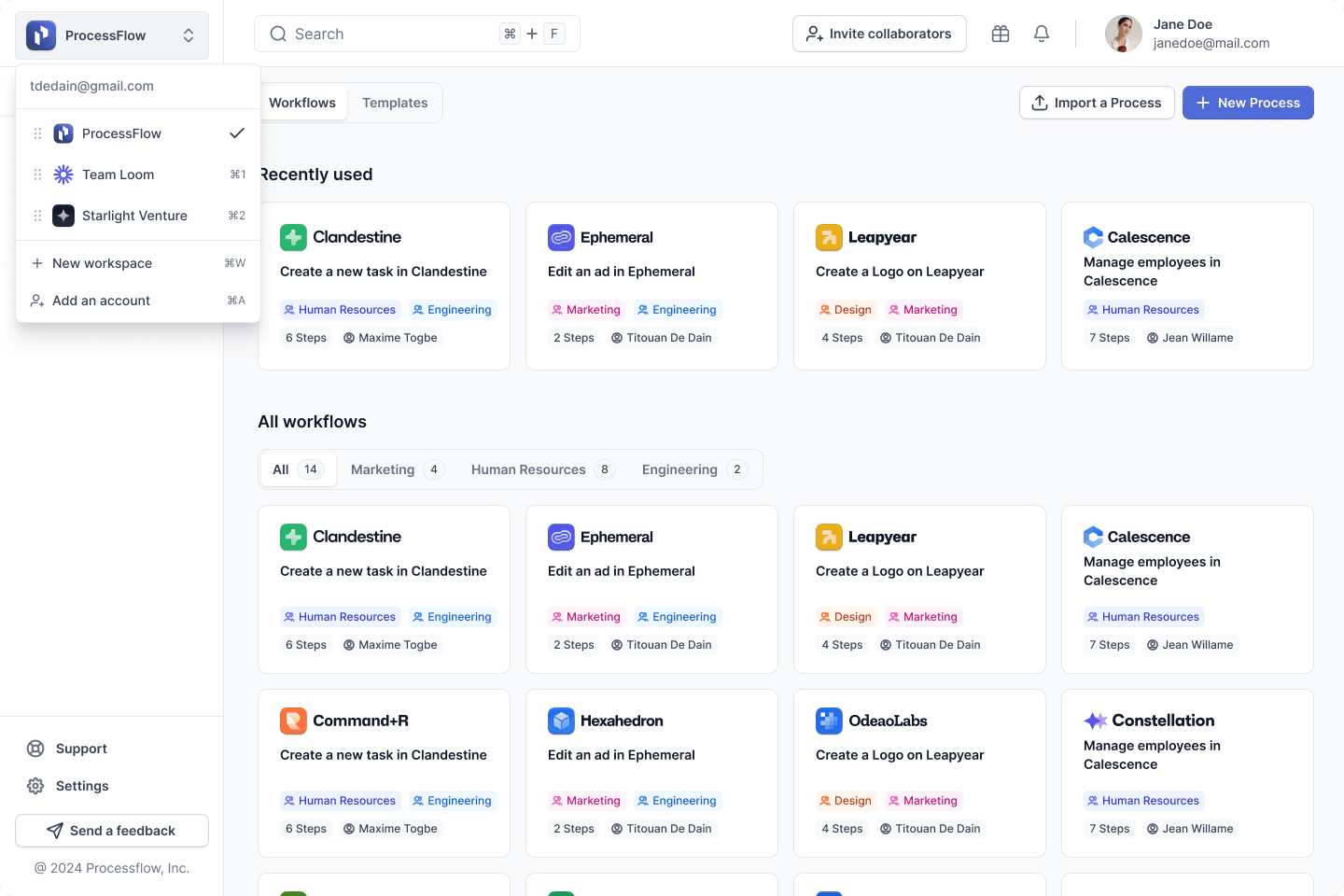 ProcessFlow dashboard