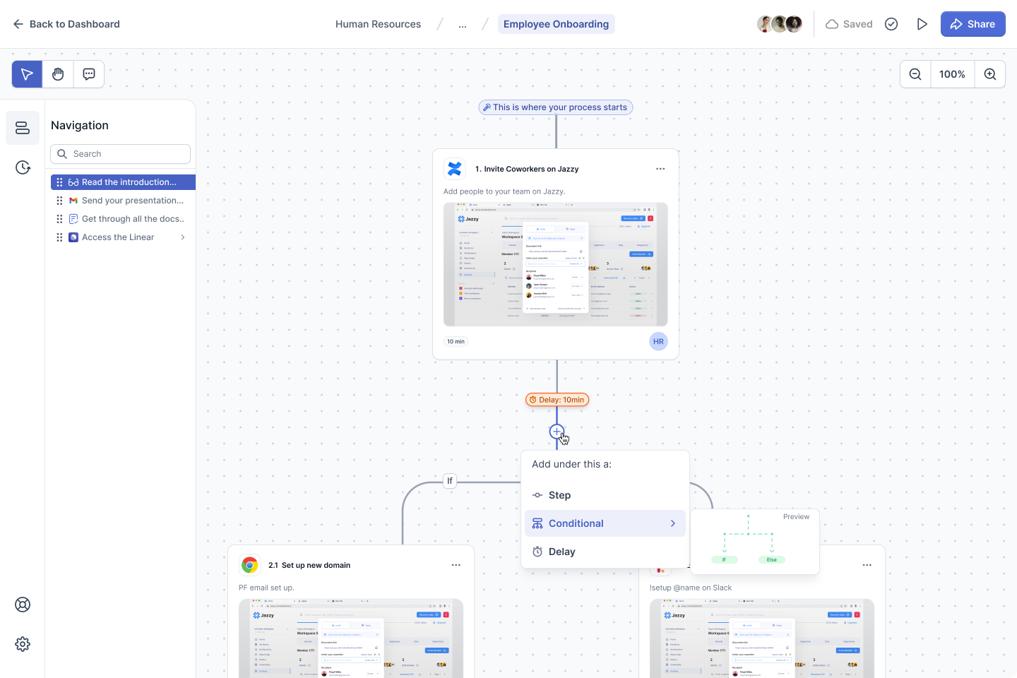 ProcessFlow visual builder interface