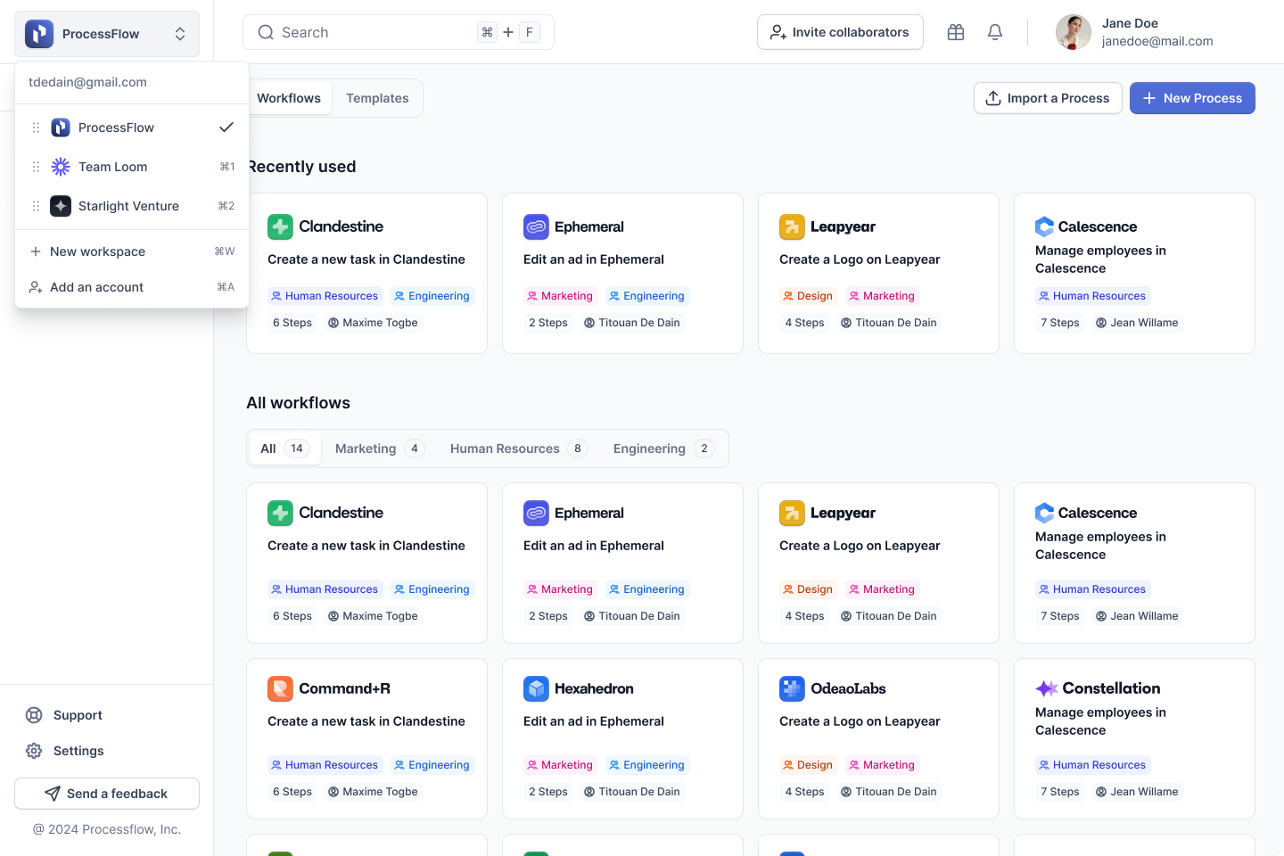 ProcessFlow dashboard