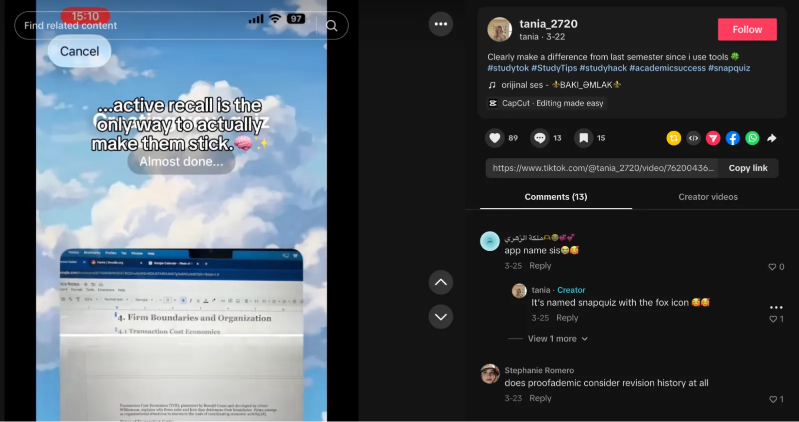 TikTok account metrics showing engagement from AI-generated content